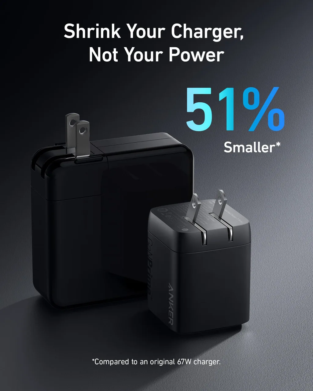 Size comparison with a larger charger.