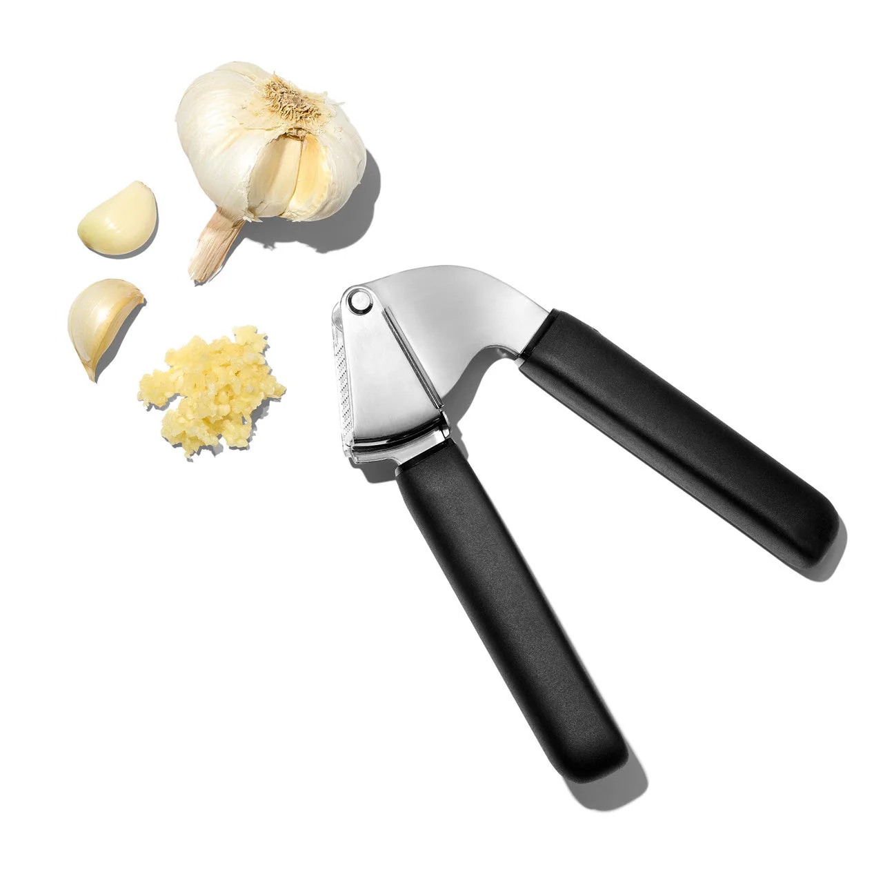 Press shown with a bulb and loose cloves.