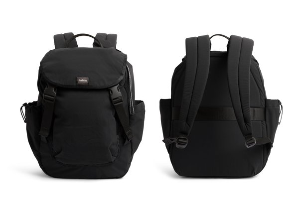 Bellroy Cinch Backpack: Front and rear view of the casual backpack format.