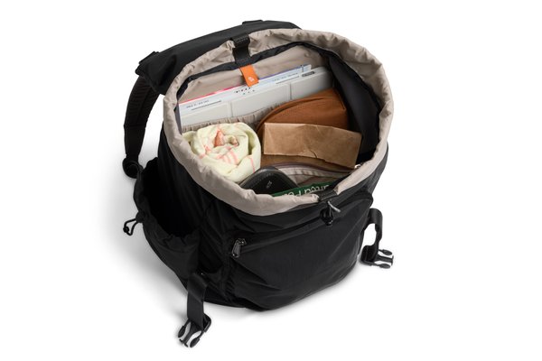 Bellroy Cinch Backpack: The main opening exposes the flexible packing space.