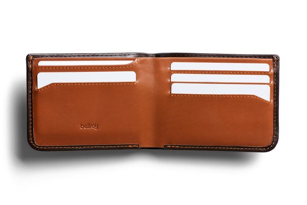 Bellroy Hide & Seek: The open bifold shows four everyday card positions.