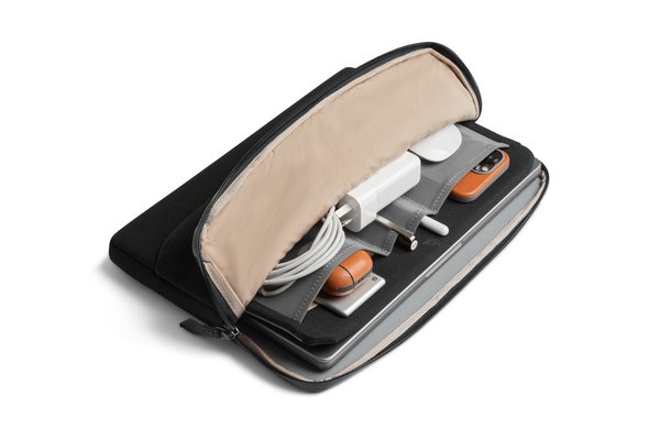Bellroy Laptop Caddy: The fold-down pocket holds accessories in a visible arrangement.
