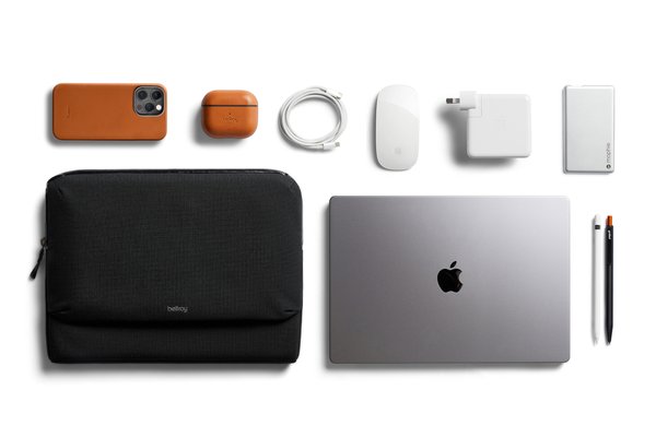 Bellroy Laptop Caddy: Manufacturer example load, not a universal compatibility list.