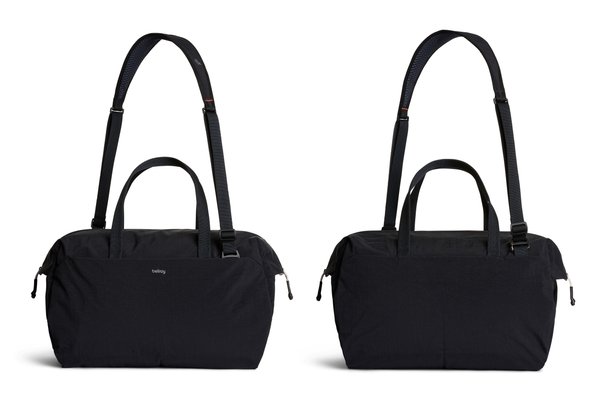 Two views of the Lite Duffel showing its carry handles and shoulder strap arrangement