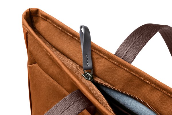 Bellroy Tokyo Tote: The full-width top zipper is a distinct feature from an open shopping tote.