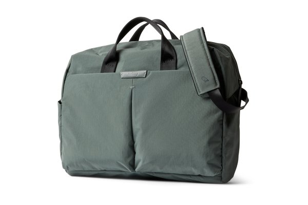 Bellroy Tokyo Work Bag: Tokyo Work Bag in Everglade with handles and shoulder strap.