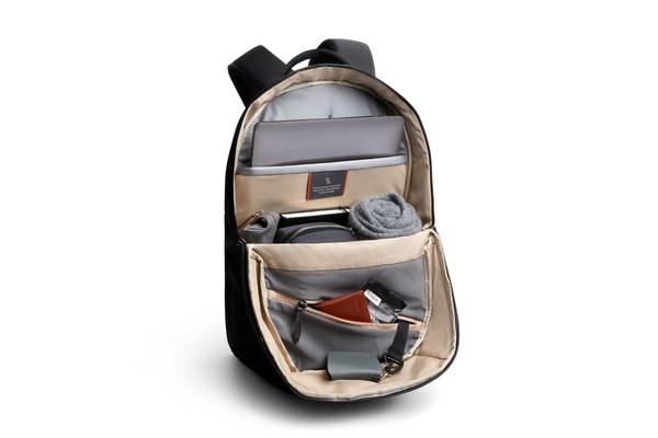 Bellroy Via Backpack: Dropdown front panel exposes the main packing area.