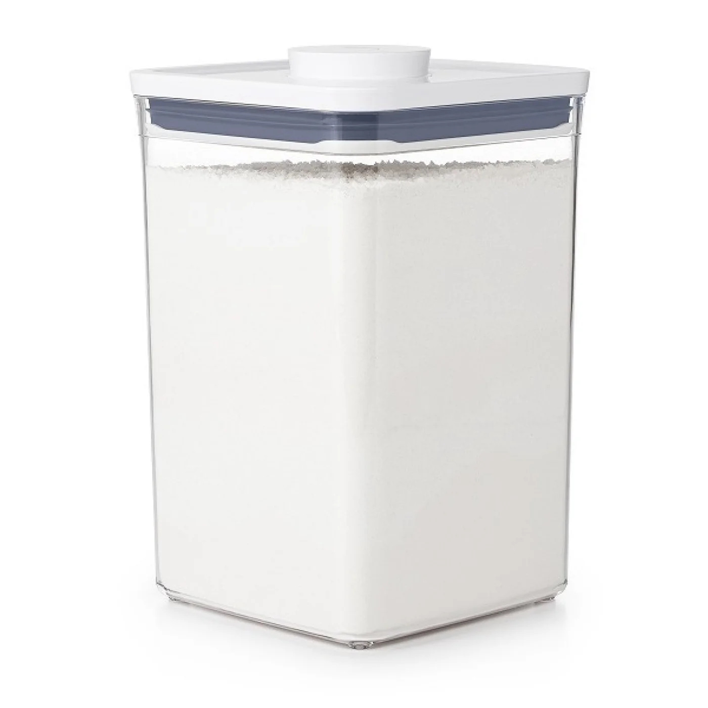 The Big Square Medium container shown holding flour