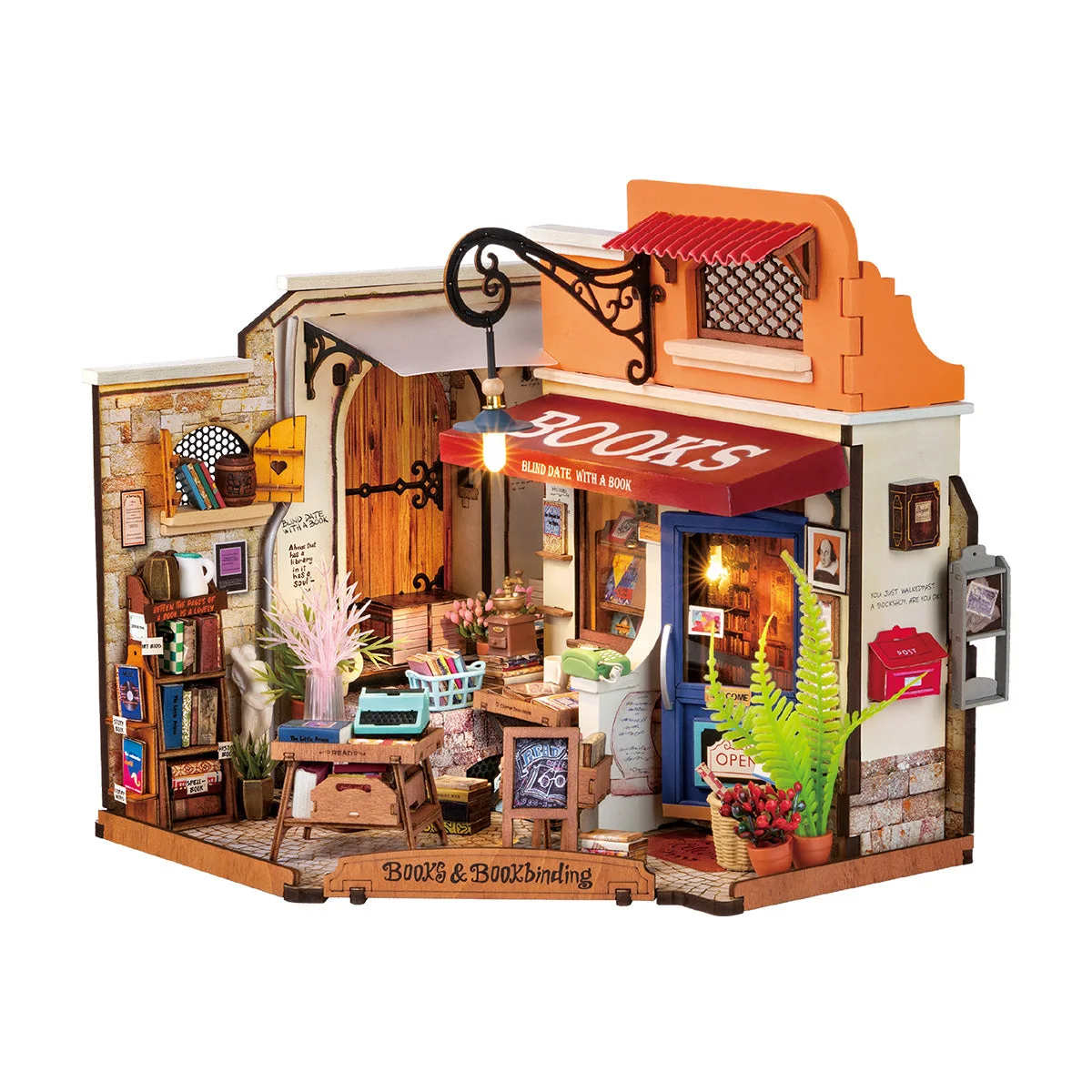 Rolife Corner Bookstore DIY Miniature House Kit DG164 — product overview