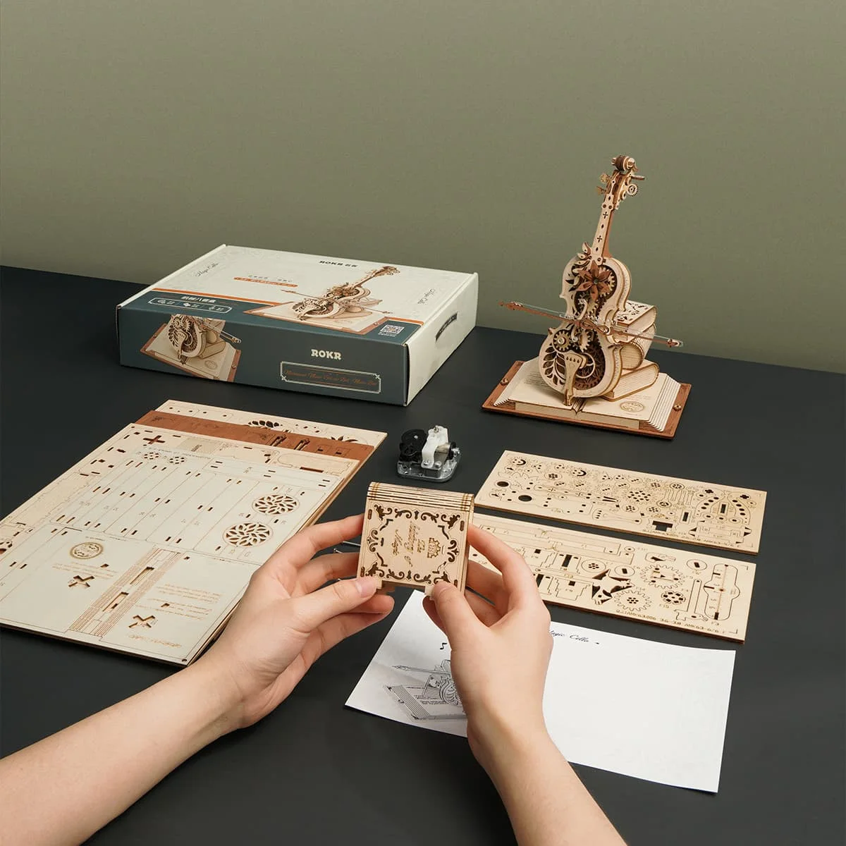 ROKR Magic Cello Mechanical Music Box 3D Wooden Puzzle AMK63 — manufacturer detail 5