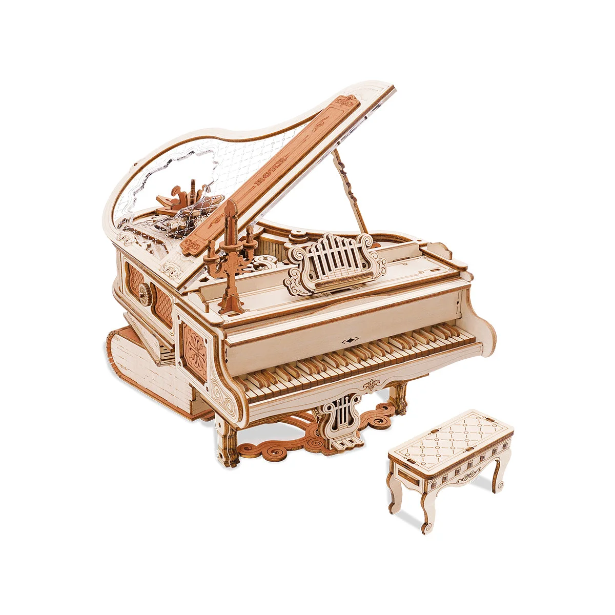 ROKR Magic Piano Mechanical Music Box 3D Wooden Puzzle AMK81 — product overview