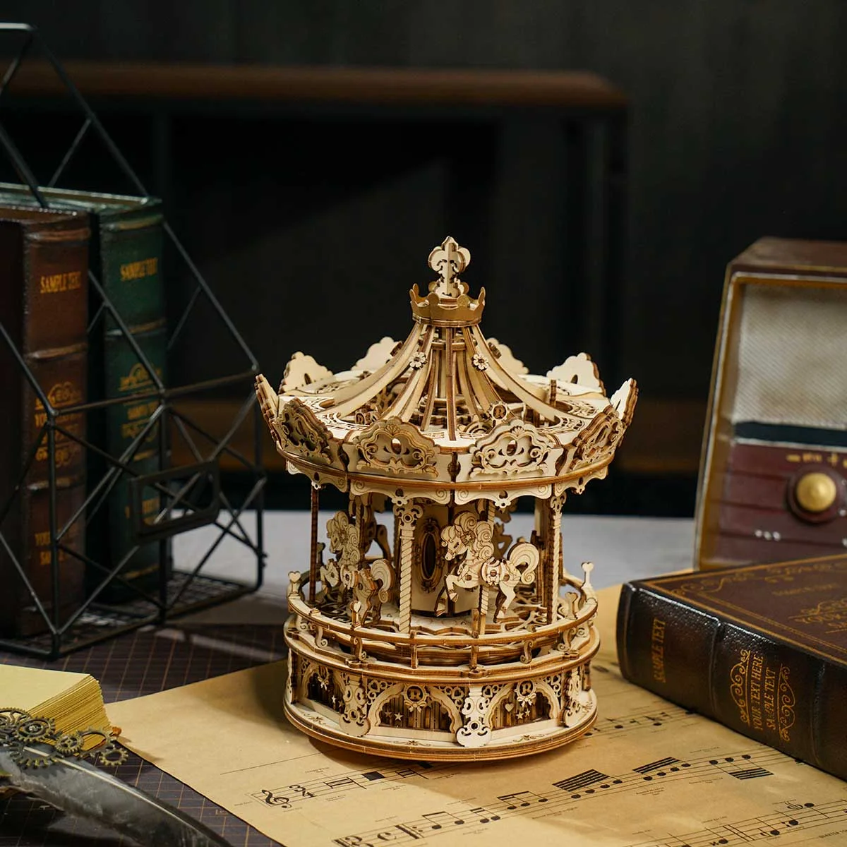 ROKR Romantic Carousel Mechanical Music Box 3D Wooden Puzzle AMK62 — manufacturer detail 2