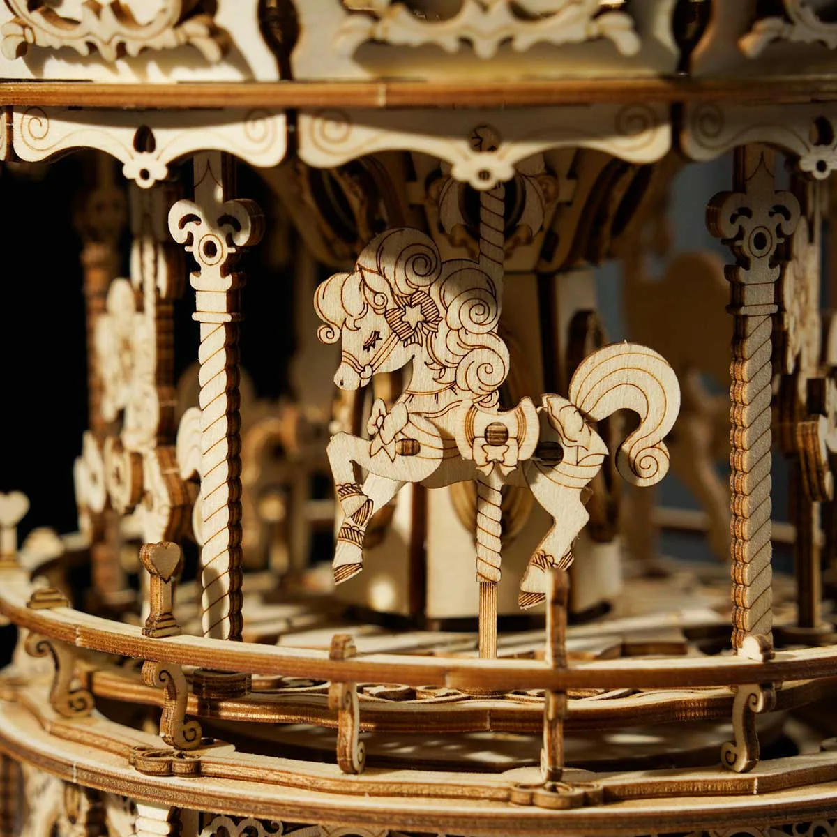 ROKR Romantic Carousel Mechanical Music Box 3D Wooden Puzzle AMK62 — manufacturer detail 3