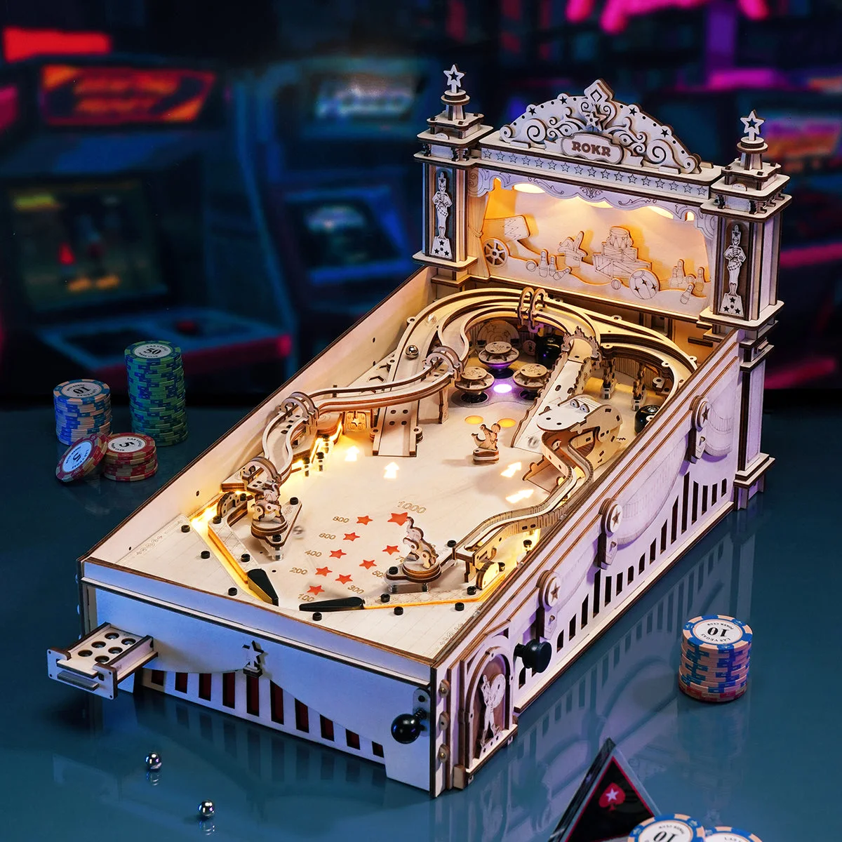 ROKR 3D Pinball Machine 3D Wooden Puzzle EG01 — manufacturer detail 2