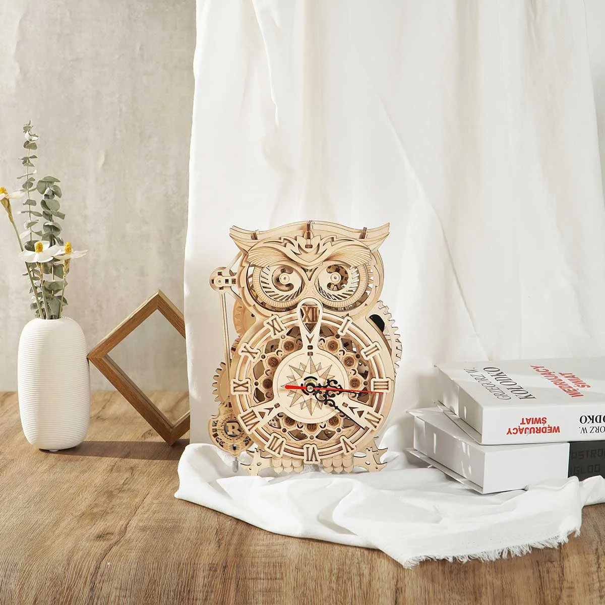 ROKR Owl Clock Mechanical Gears 3D Wooden Puzzle LK503 — manufacturer detail 3
