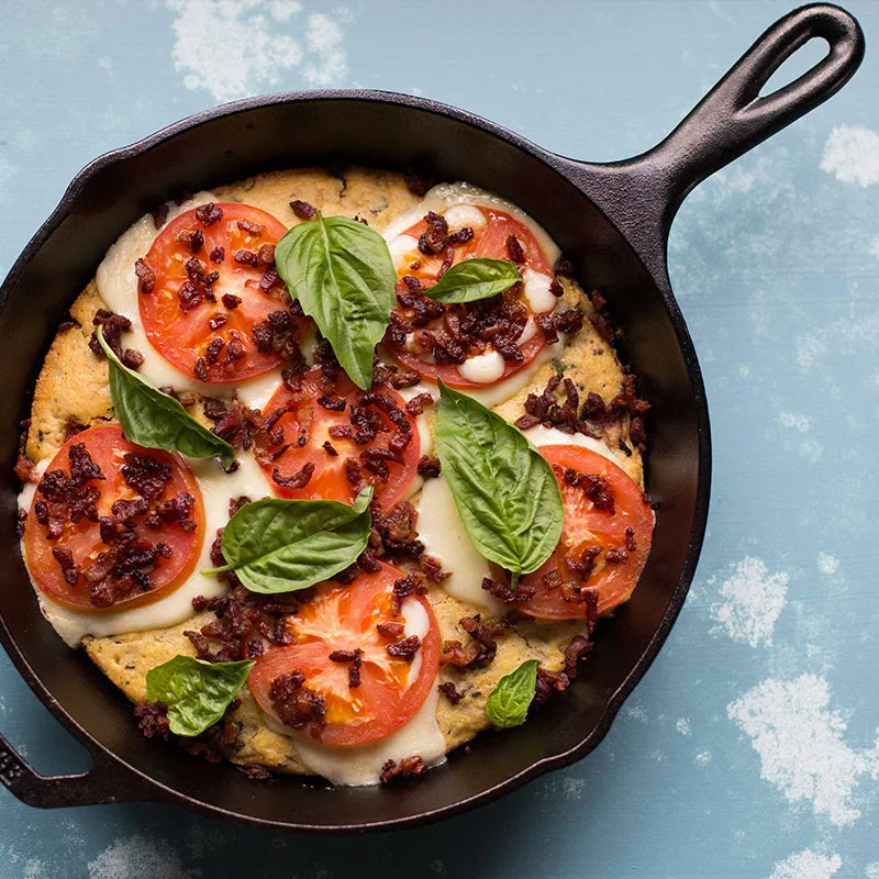 Lodge skillet pictured in a manufacturer lifestyle setting