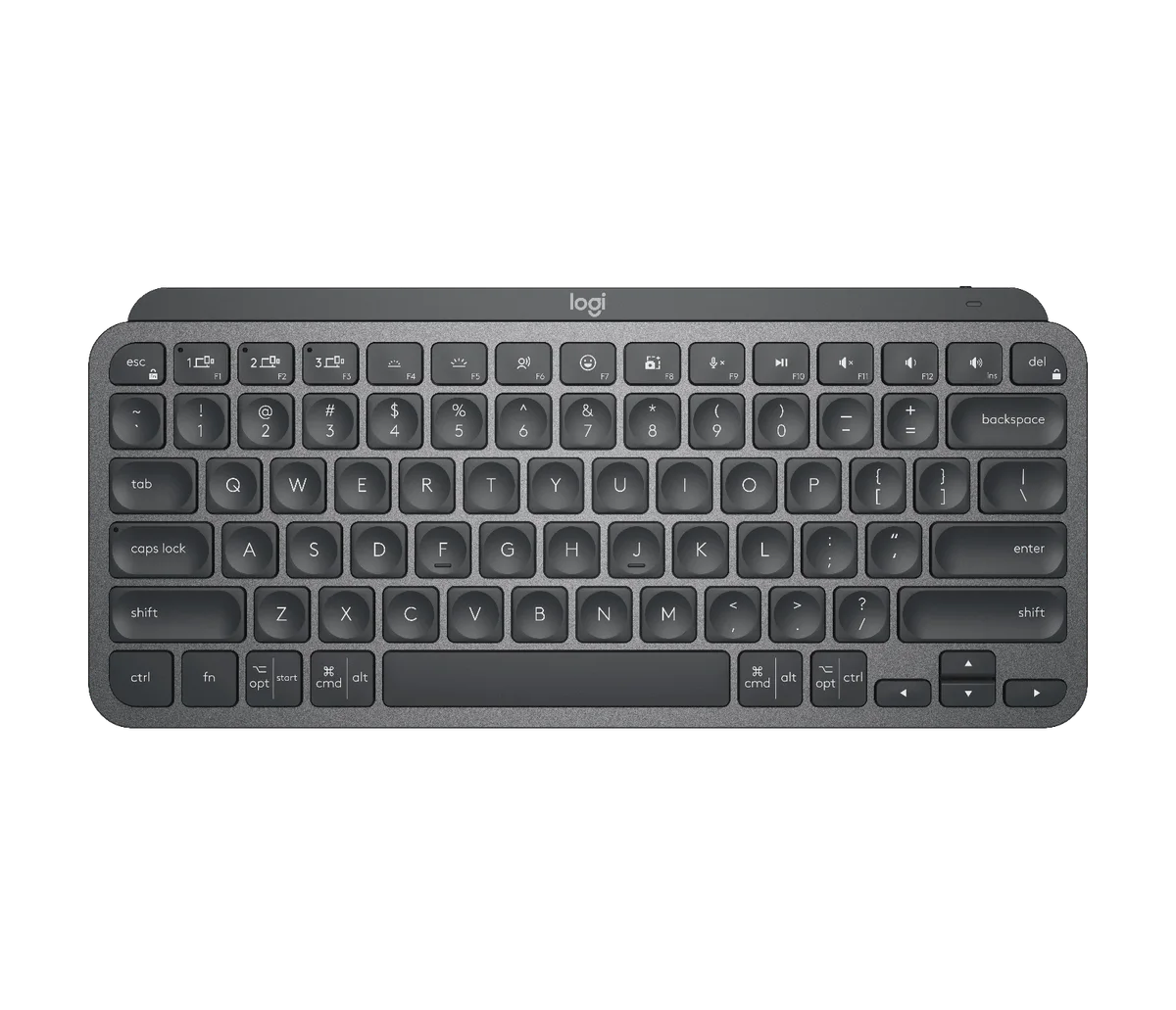 Top view of MX Keys Mini Graphite with US key layout