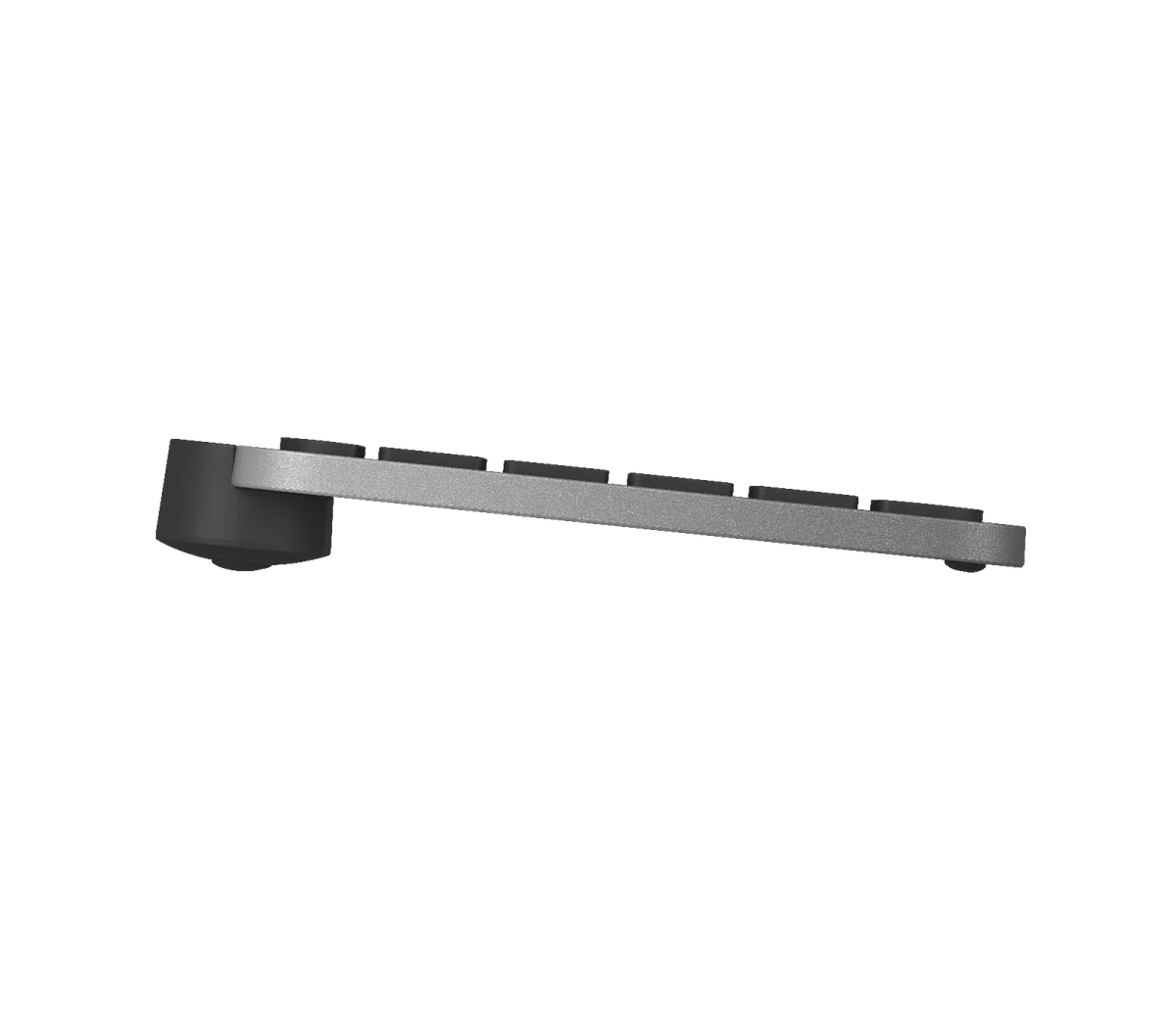 Low side profile of Logitech MX Keys Mini Graphite