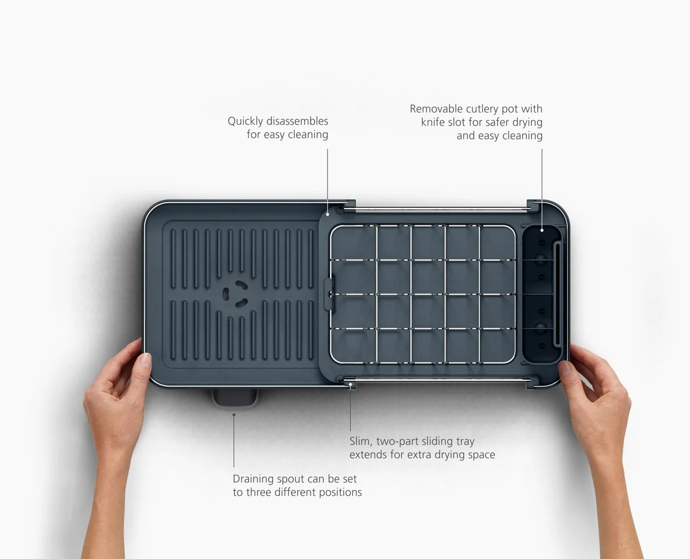 Joseph Joseph Extend™ Slim Steel Expandable Gray Dish Drainer — product detail 6
