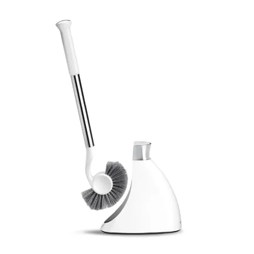 White BT1083 toilet brush and matching caddy with stainless steel rod.