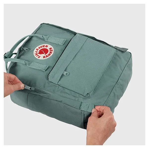 Folded base of a green Original Kanken in the maker's feature gallery; colour differs from the selected Black pack.