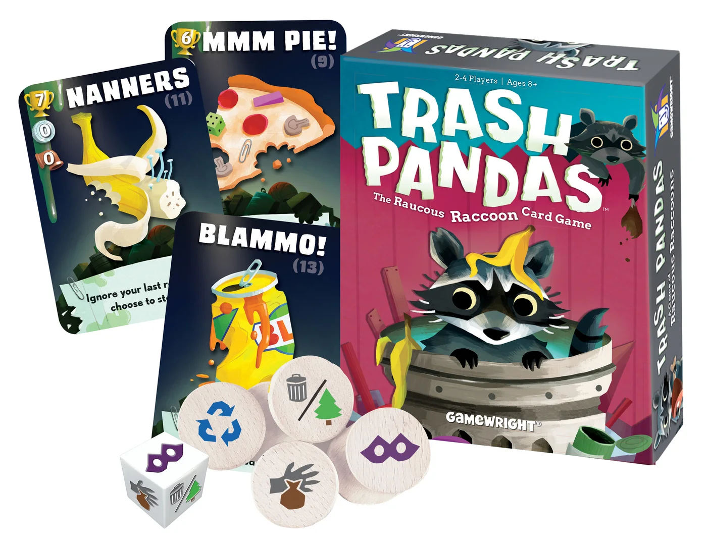 TrashPandas box,cards,tokens andcustomdie.