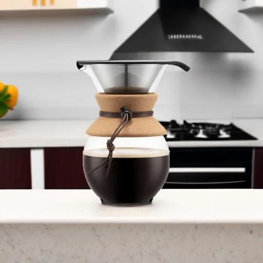 Countertop reference shows the reusable filter above the carafe.