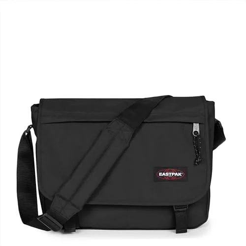 Plain Black Delegate Plus with flap and adjustable shoulder strap.