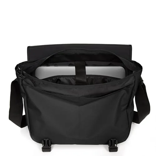 Opened compartment and laptop-sleeve reference; the pictured device is not included.