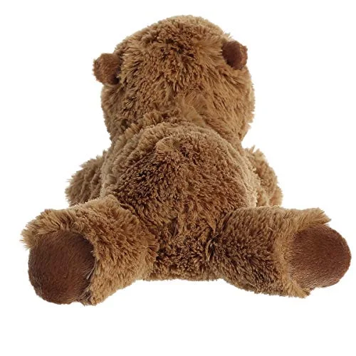 Rear view of the floppy brown capybara plush.