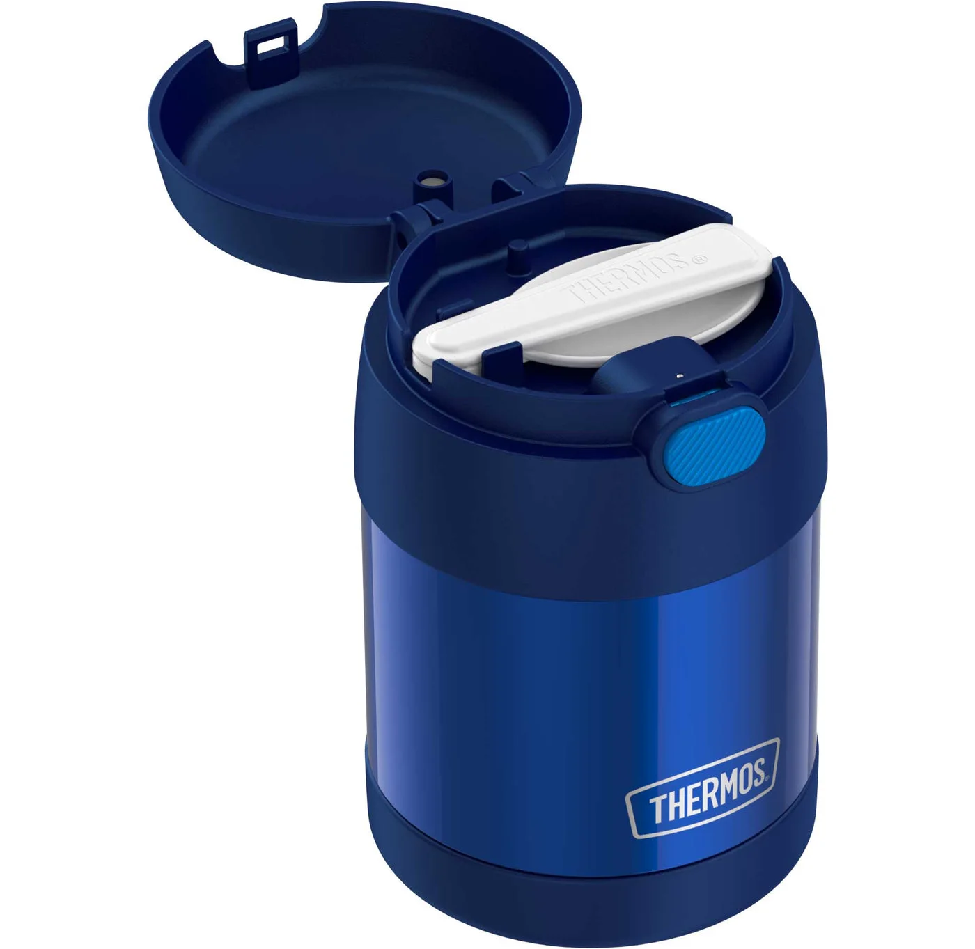 Open lid showing the folding spoon storage.