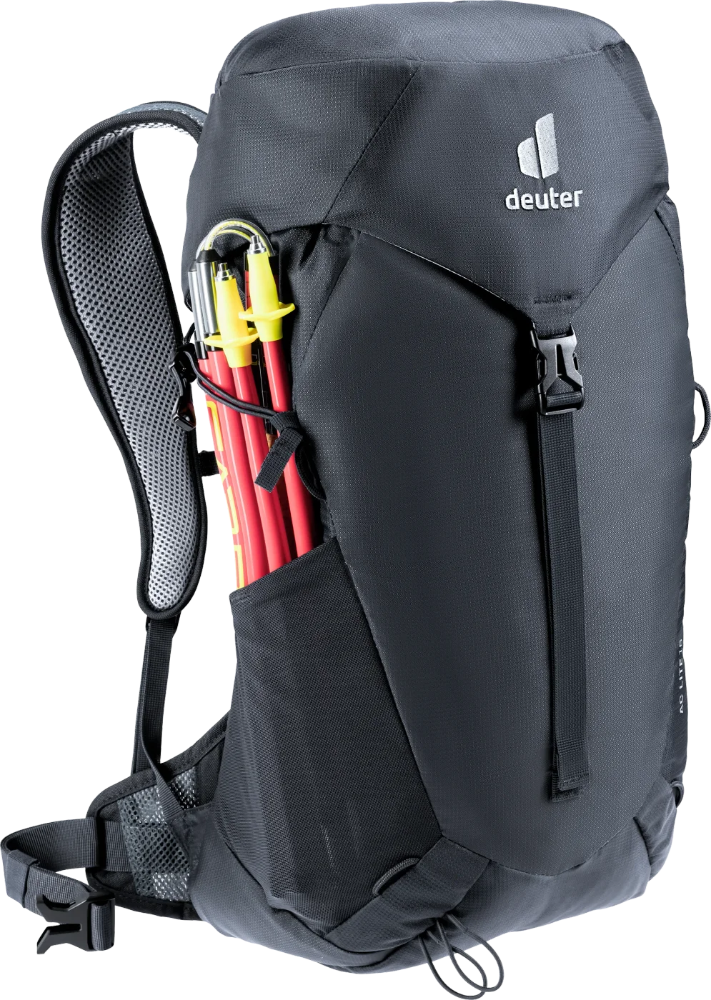AC Lite 16 in black with the manufacturer’s pole attachment demonstration; poles are not assumed included.