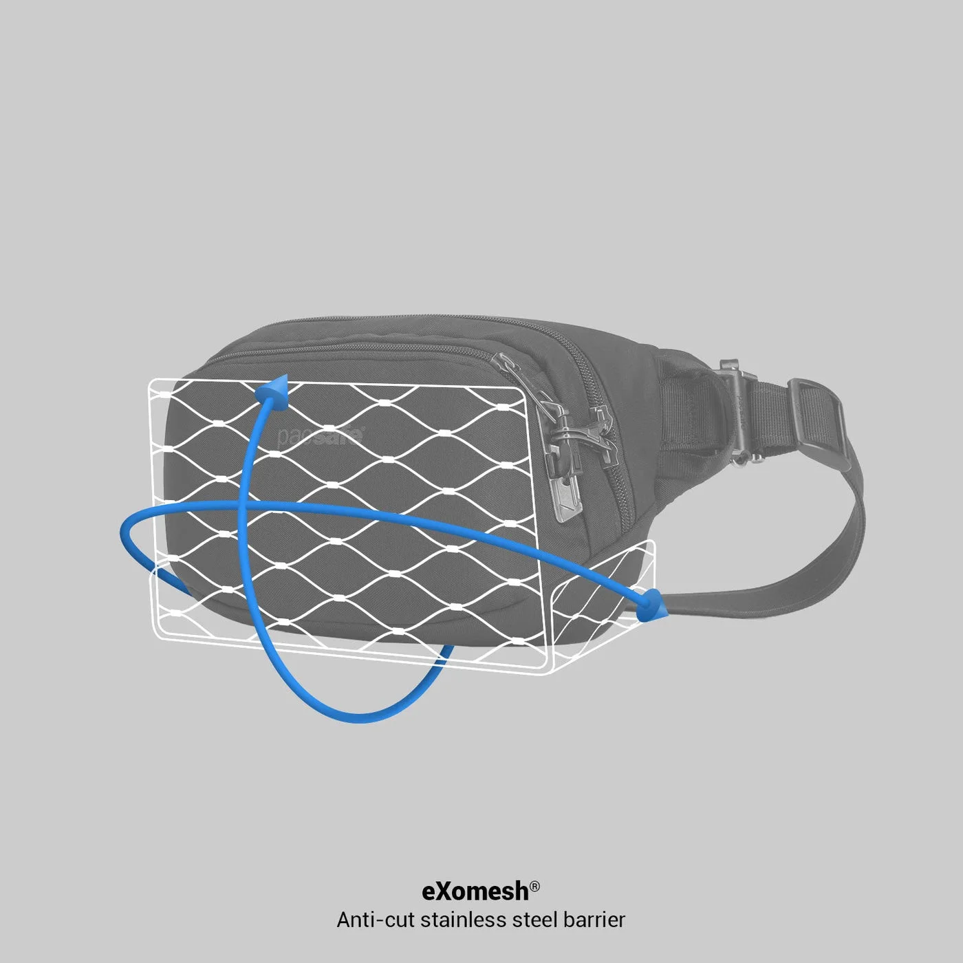 Manufacturer diagram of the internal cut-resistant mesh; this is a construction illustration.