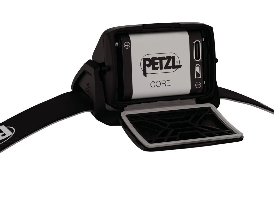 CORE rechargeable battery inside the housing; keep the compartment closed in use.