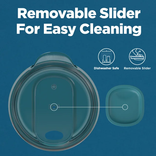 Maker cleaning diagram shown in another colour; demonstrates the removable slider, not an additional included cup.