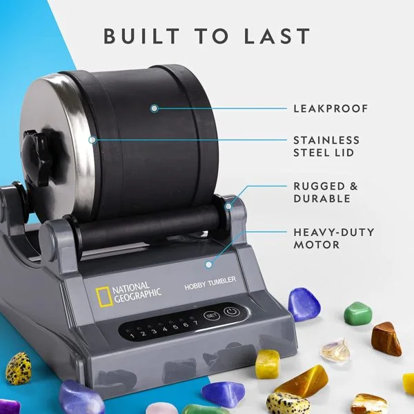 Manufacturer diagram highlights the barrel, lid and motor; durability wording is the maker’s claim, not our long-term test.