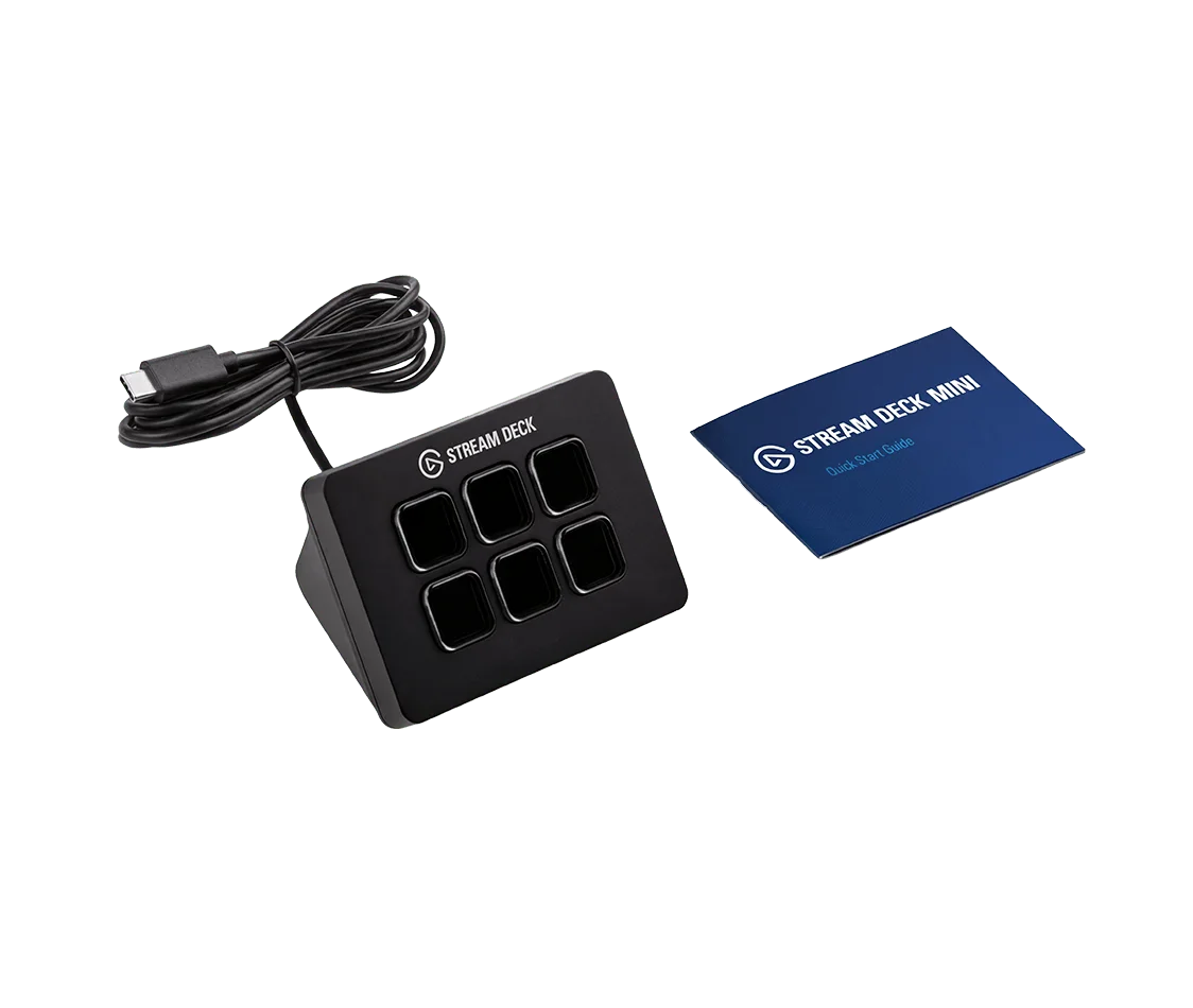 Box contents illustration for the classic black Mini with its attached USB cable and printed documentation.