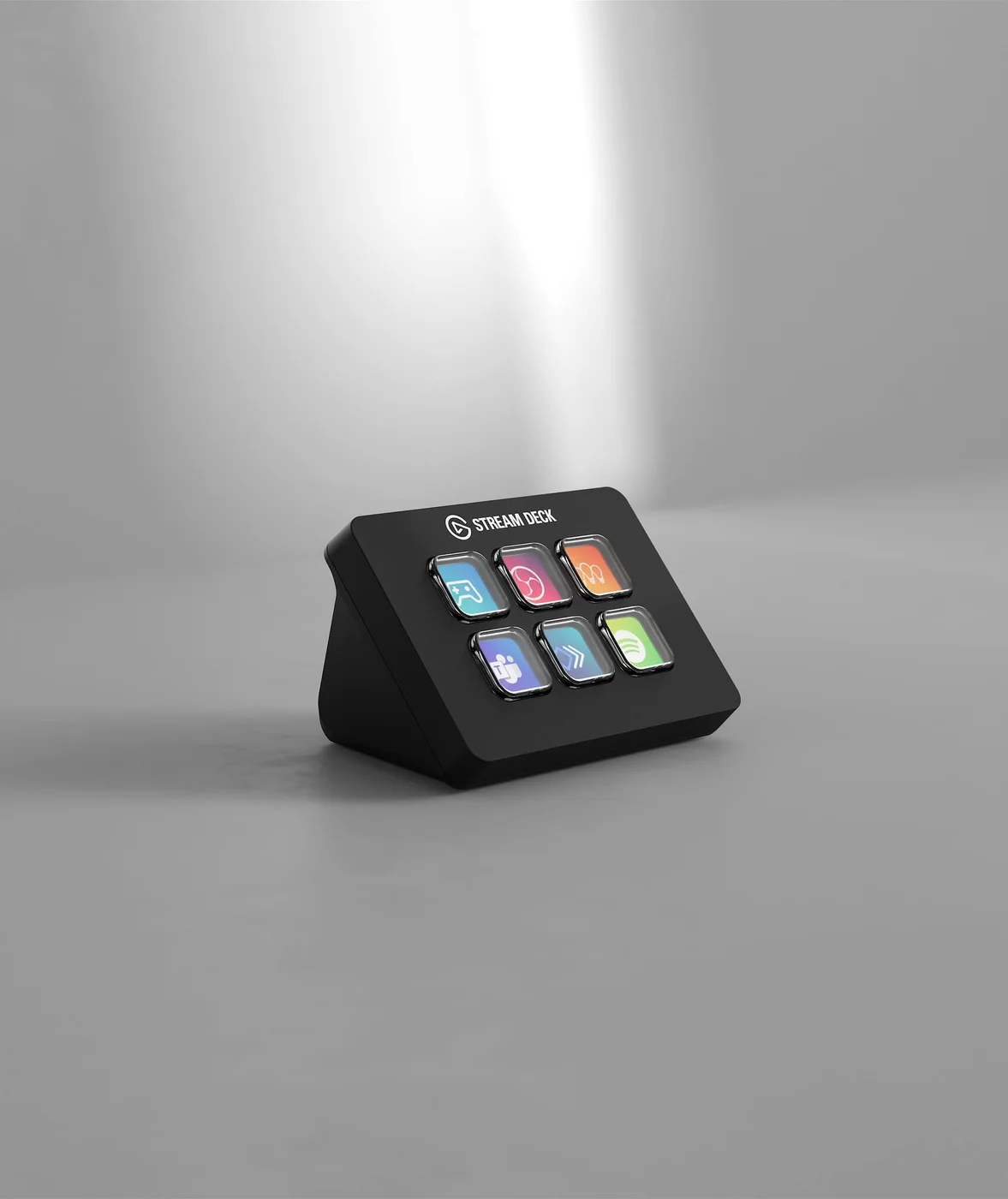 Side profile and integrated stand of the small USB-connected controller.