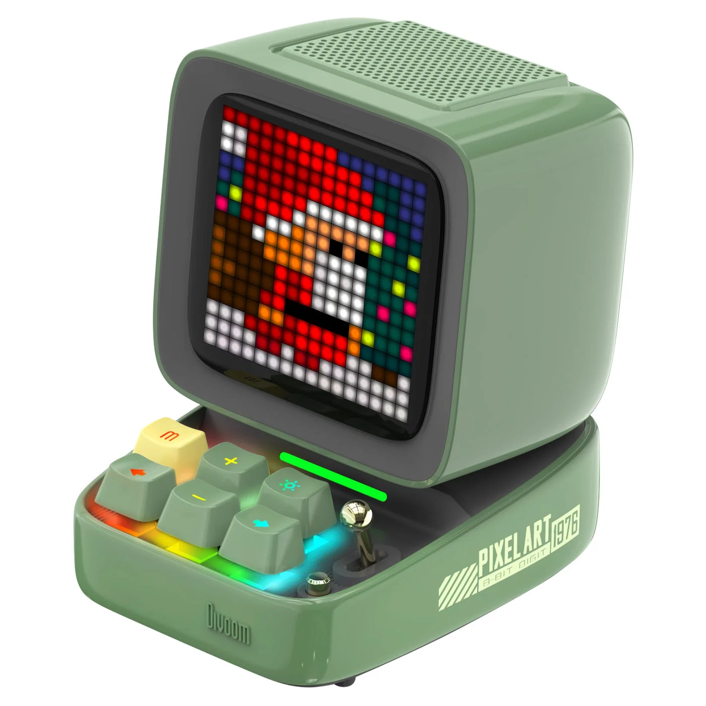 Green Ditoo with an example Santa pixel design; artwork can change.
