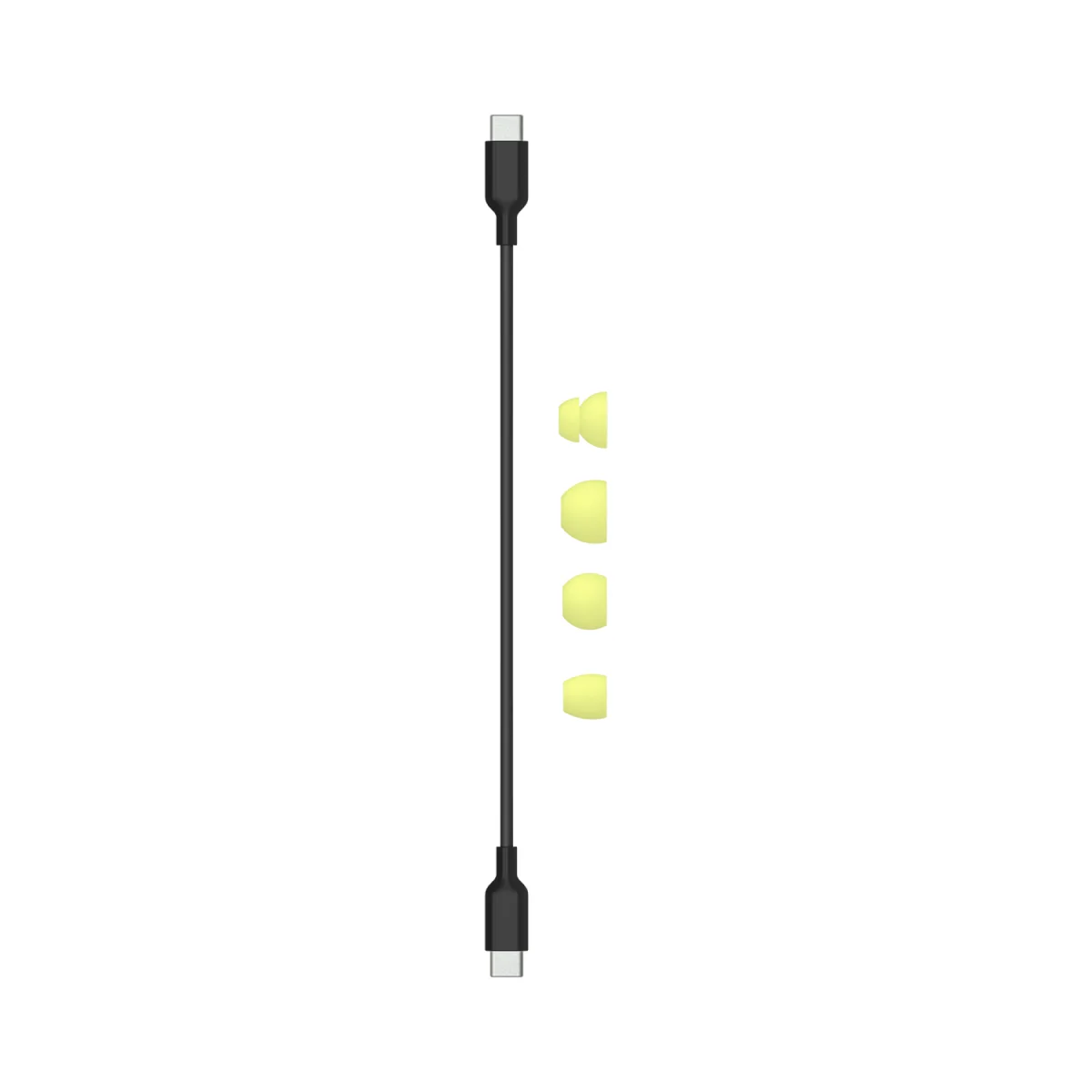 Supplied tips and USB-C cable; power adapter separate.