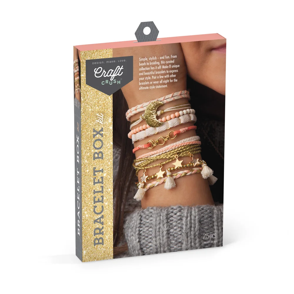 Gold kit packaging; this is a making kit, not eight ready-to-wear bracelets.