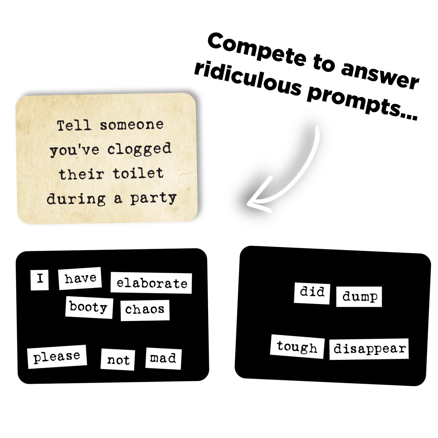 Manufacturer example of two different word-magnet answers to one prompt.