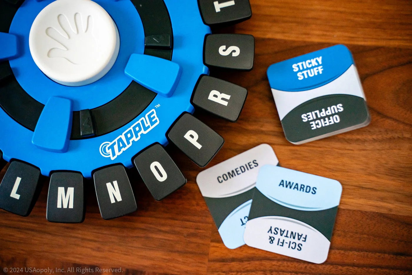 Close-up of wheel, timer and category prompts.