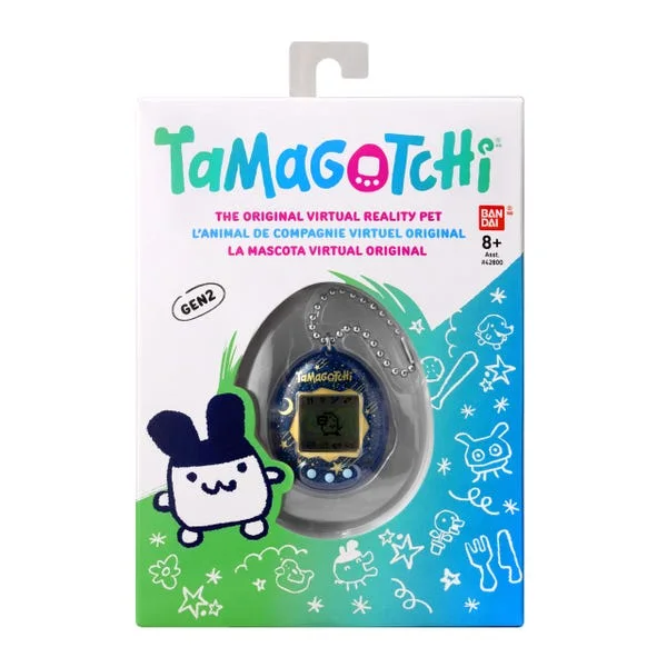 Original Tamagotchi retail packaging for the Starry Shower design.