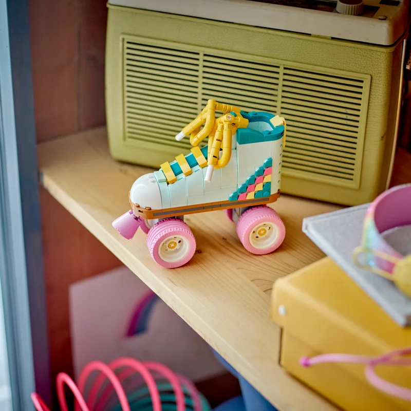 The finished skate on a shelf: the appeal is a small splash of retro colour.