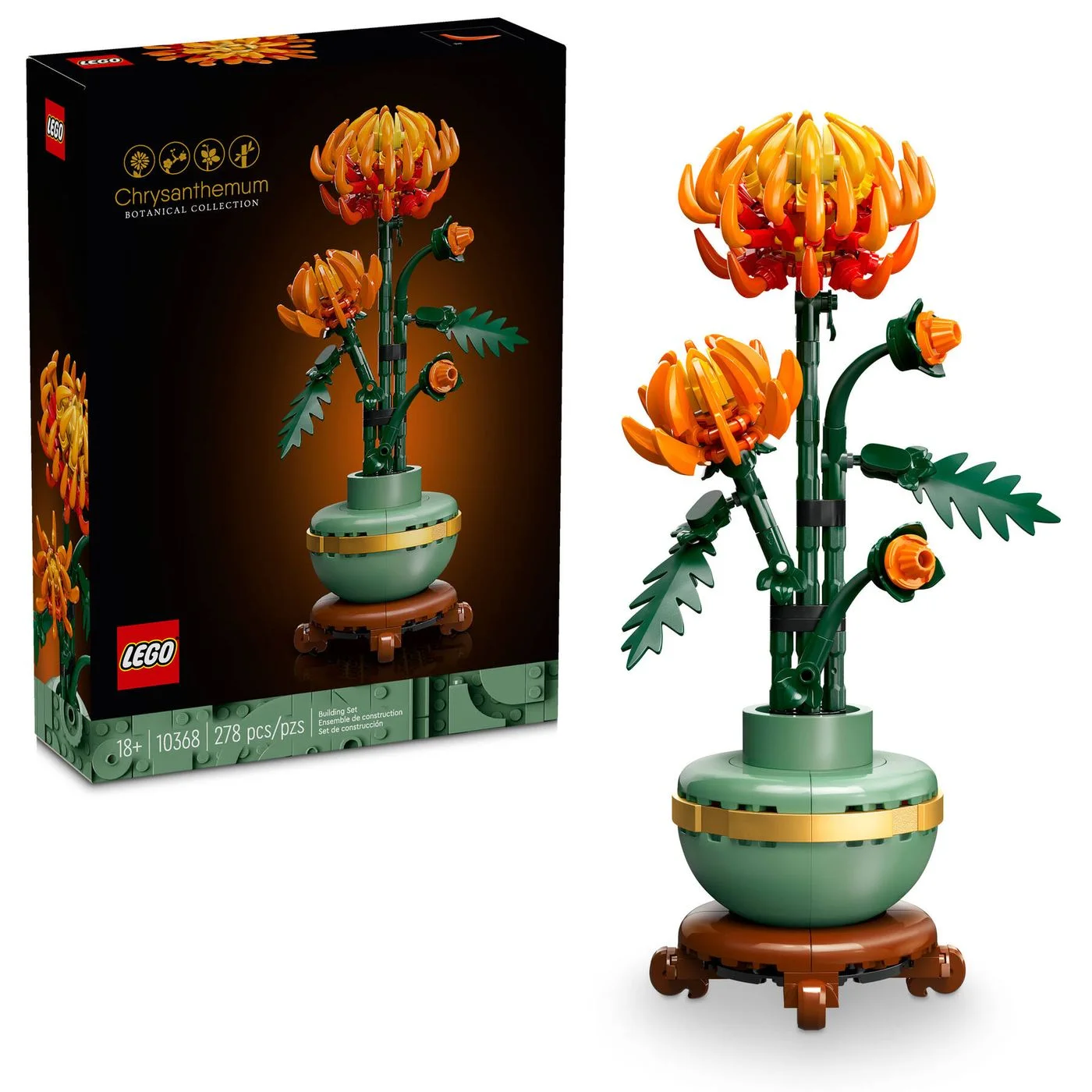 10368 packaging beside the finished flower model.