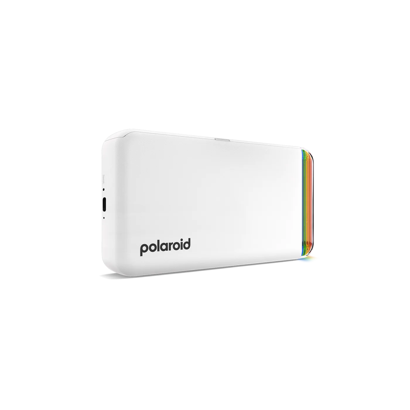The white printer from an angle: a portable keepsake tool rather than an A4 document printer.