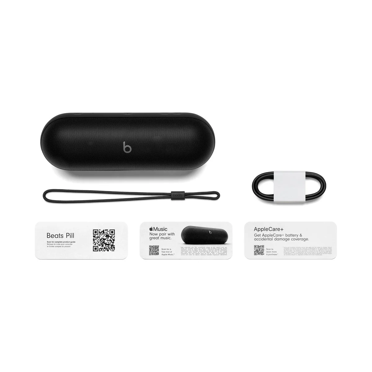 Maker's package overview with lanyard and USB-C cable; power adapter not shown.