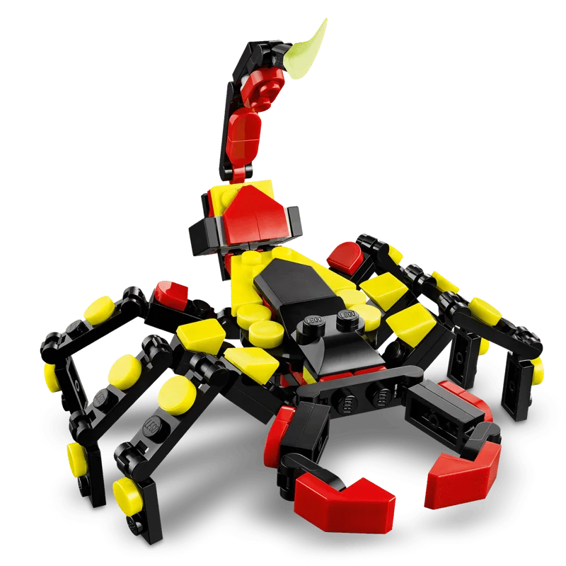 Rebuild the same bricks into a scorpion for a different creature.
