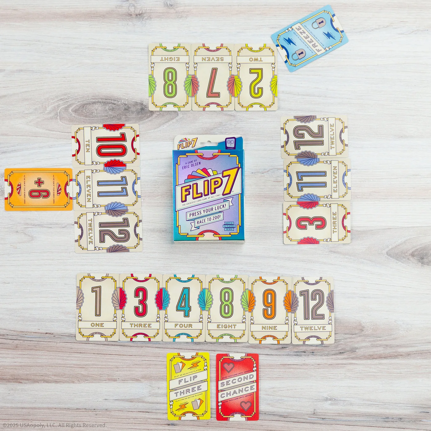 Cards and pack arranged to show the standard game.